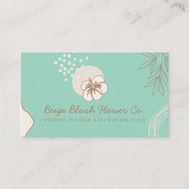 Hibiskus Wedding Calligrafy Blume grün Visitenkarte (Vorderseite)