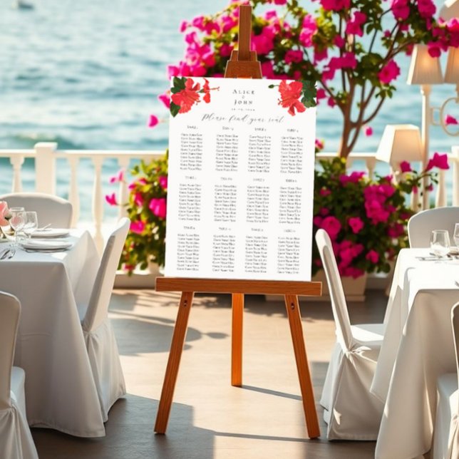 Hibiskus Wedding Poster Sitzkarten (Hibiscus wedding chart)
