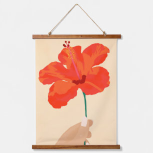 Hibiskus Zuneigung Wandteppich Mit Holzrahmen