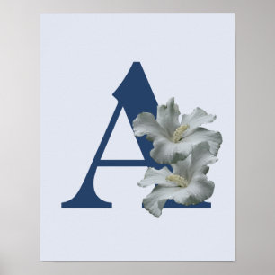 Hibiskusblumen-Monogramm Initiale A Poster