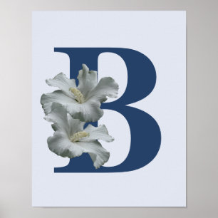 Hibiskusblumen-Monogramm Initiale B Poster
