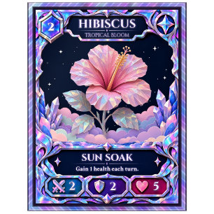 Hibiskusblüte, Regenbogenfolienkunst Postkarte