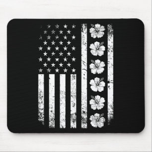 Hibiskusblüten-Amerikanische-Flagge-4.-Juli-Hawaii Mousepad