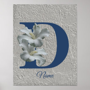 Hibiskusblüten-Monogramm Anfangsbuchstabe D Ihr Na Poster