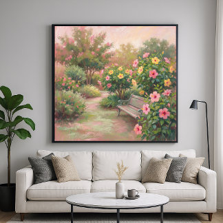 Hibiskusgarten - Pastellmalerei-Stil Poster