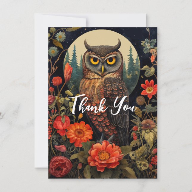 Hibou à la nuit avec un Merci de Pleine lune (Devant)