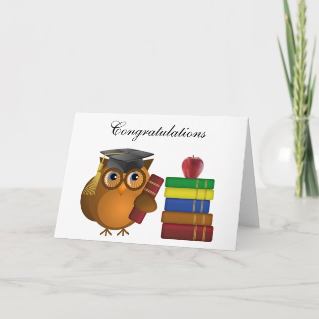 Hibou avec des livres, carte de voeux de (Devant)