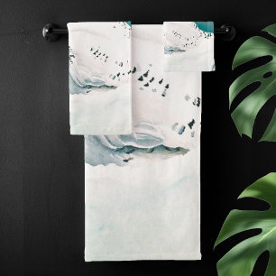 Hibou blanc ciel arctique hiver neige sarcelle