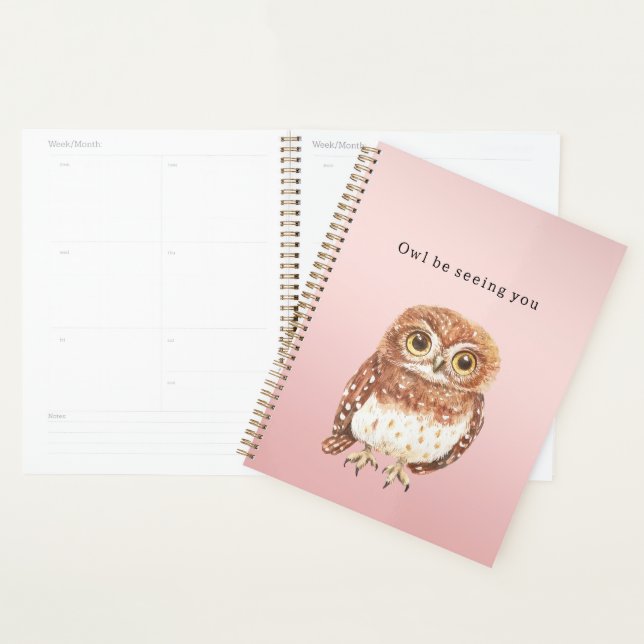 Hibou Brun Rose Blush Je Vous Verrai (Devant avec enveloppe)