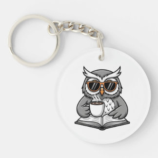 Hibou Cool Qui Lit Avec du Café