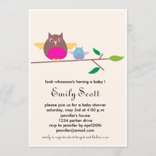 Hibou de bébé de la maman n - invitations crèmes