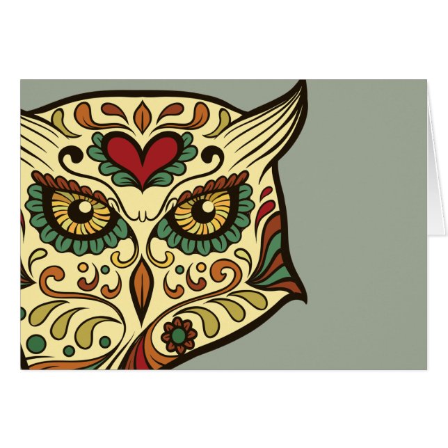 Hibou de crâne de sucre - conception de tatouage (Devant horizontal)