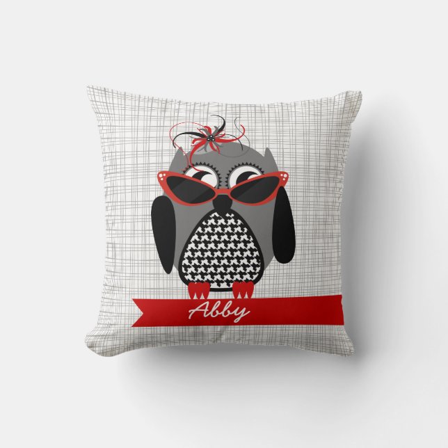 Hibou de pied-de-poule avec le coussin de lunettes (Recto)