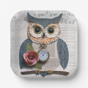 Hibou en papier assiette en papier