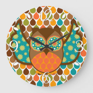Hibou horloge Brown et turquoise de Boheme