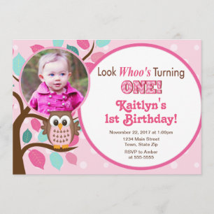 Hibou Invitation Anniversaire 1er Anniversaire Fil