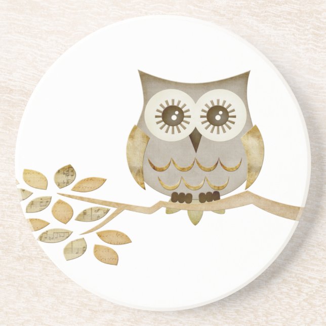 Hibou large de yeux dans des dessous de verre (Devant)