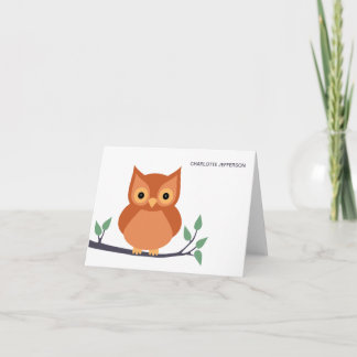 Hibou mignon sur les cartes de note personnalisées