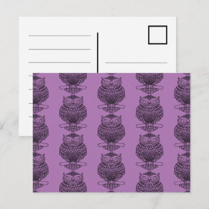 Hibou (motif violet) - Carte postale