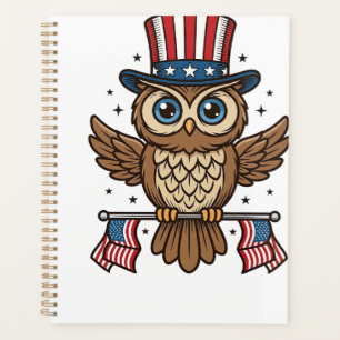Hibou patriotique Gravure vintage Graphique_1