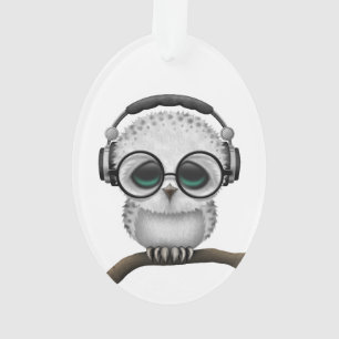 Hibou personnalisable du DJ avec des écouteurs et