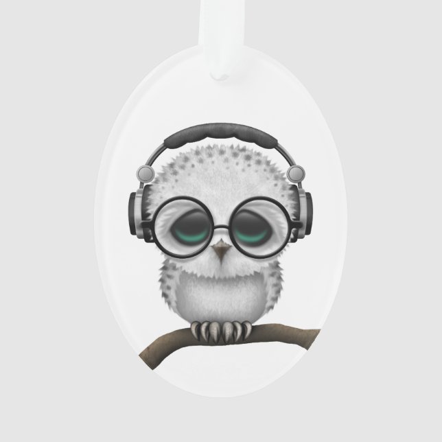 Hibou personnalisable du DJ avec des écouteurs et (dos)