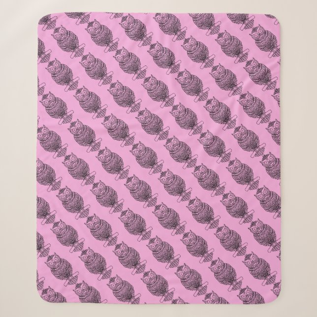 Hibou (rose) - Plaid Sherpa (Devant)