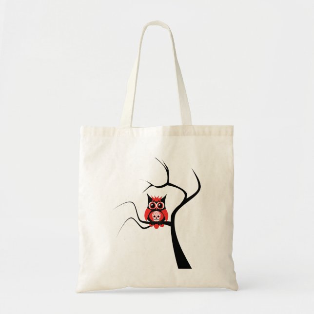 Hibou rouge de crâne de sucre dans le sac d'arbre (Devant)
