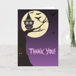 Hibou sur le carte de remerciements de Halloween