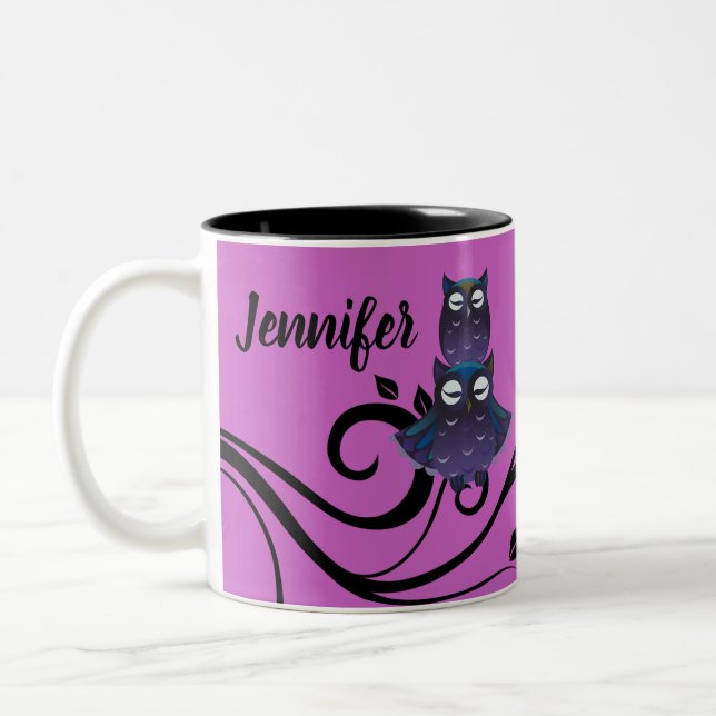 Hibou thème Purple iPhone Coupe café Mug Personnal (Gauche)