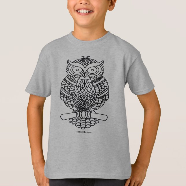 Hibou (vif) - T-Shirt basique pour garçon (Devant)