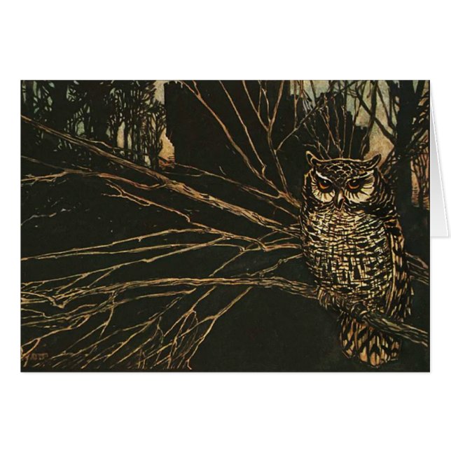 Hibou vintage dans les bois (Devant horizontal)