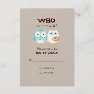 Hiboux Mariage RSVP - Mariée mignonne et salle