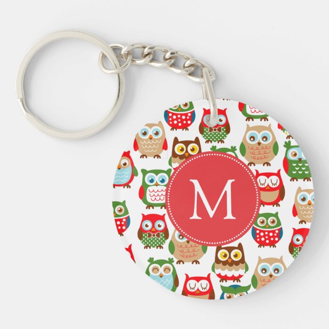 Hiboux mignons de Litte décorés d'un monogramme (Devant)