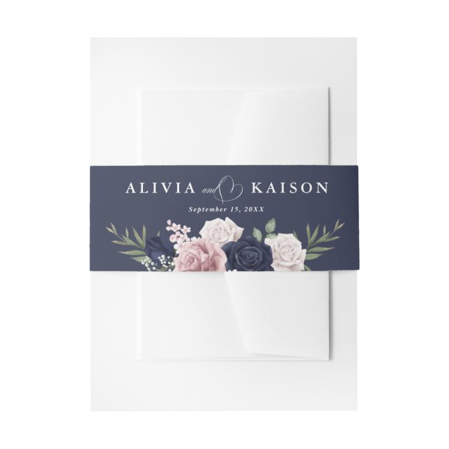 hic Elegant Blush Navy Blue Wedding Einladungsbanderole (Vorderseite Beispiel)