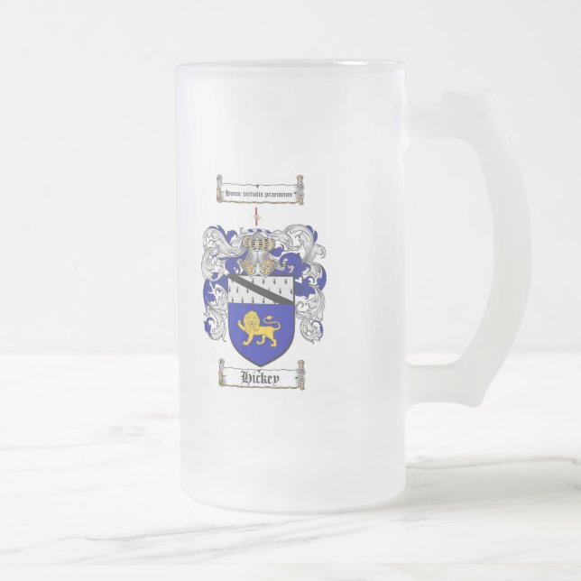 HICKEY FAMILIENWAPPEN - HICKEY WAPPEN MATTGLAS BIERGLAS (Rechts)