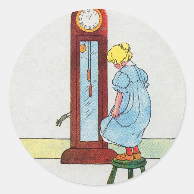 Hickory, Arschloch, Dock! Die Maus lief die Uhr ho Runder Aufkleber (Vorderseite)