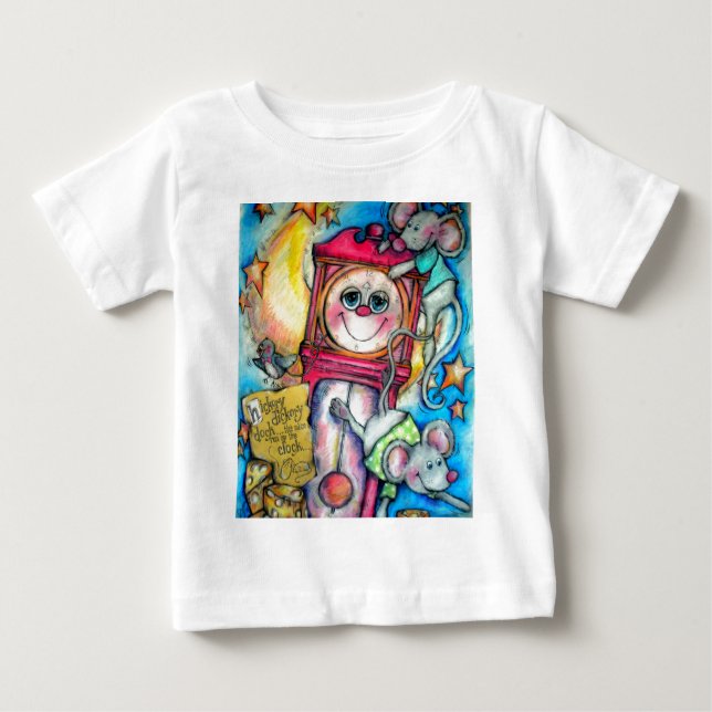 Hickory Dickory Dock-Kinderzimmer-Reim-Zeit Baby T-shirt (Vorderseite)
