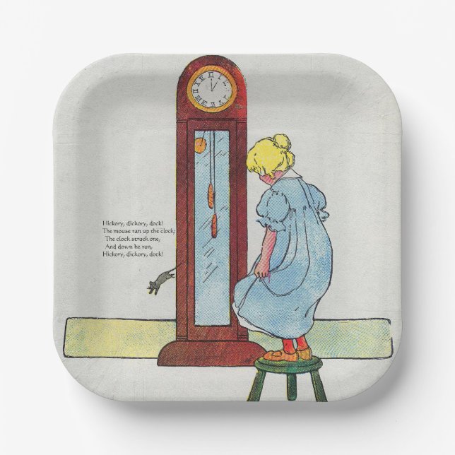 Hickory, Dickory, Dock Mutter Gänse Kinderzimmer R Pappteller (Vorderseite)