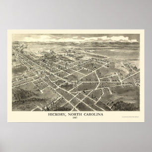 Hickory, panoramische Karte NC - 1907 Poster