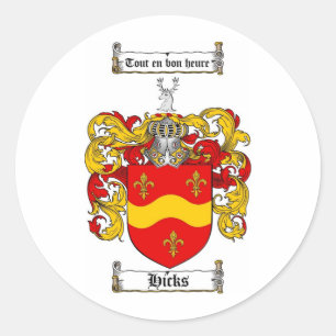 HICKS-FAMILIENWAPPEN - HICKS-WAPPEN RUNDER AUFKLEBER