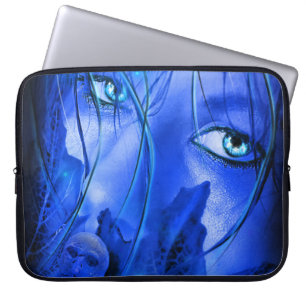 HIDDEN ANGST BLAUE MÄDCHEN MIT SKULL LAPTOPSCHUTZHÜLLE