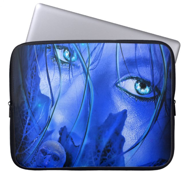HIDDEN ANGST BLAUE MÄDCHEN MIT SKULL LAPTOPSCHUTZHÜLLE (Vorderseite)