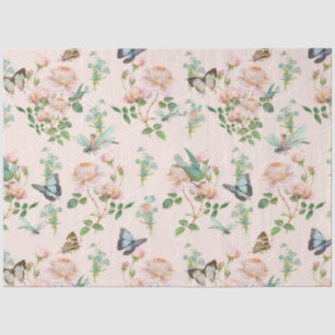Hidden Fairy Blush Pink Floral Dragonfly Butterfly Seidenpapier