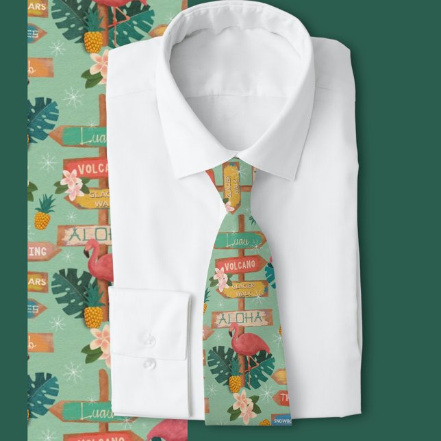 Hidden Hawaii Krawatte (Hawaiian themed tropical tie with a hidden winter twist)