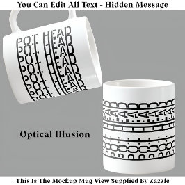 Hidden Message Pot Head Coffee Addict 119B Funny Kaffeetasse