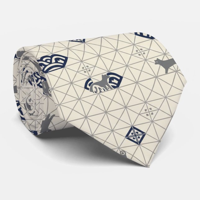 Hidden Shiba Inu Kamon Design Krawatte (Gerollt)