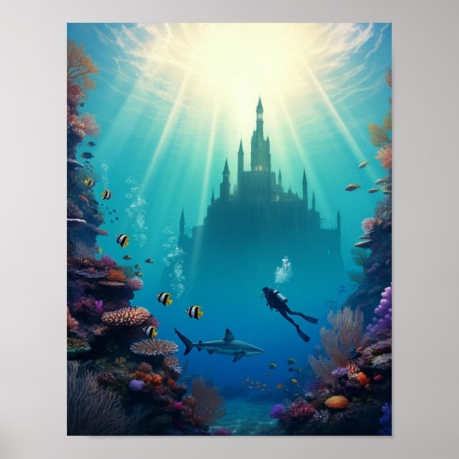 hidden underwater castle poster (Vorne)