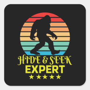 Hide and Seek Experte Bigfoot Funny Quadratischer Aufkleber