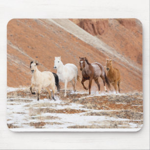 Hideout Ranch mit kleinem Pferdebestand im Schnee Mousepad